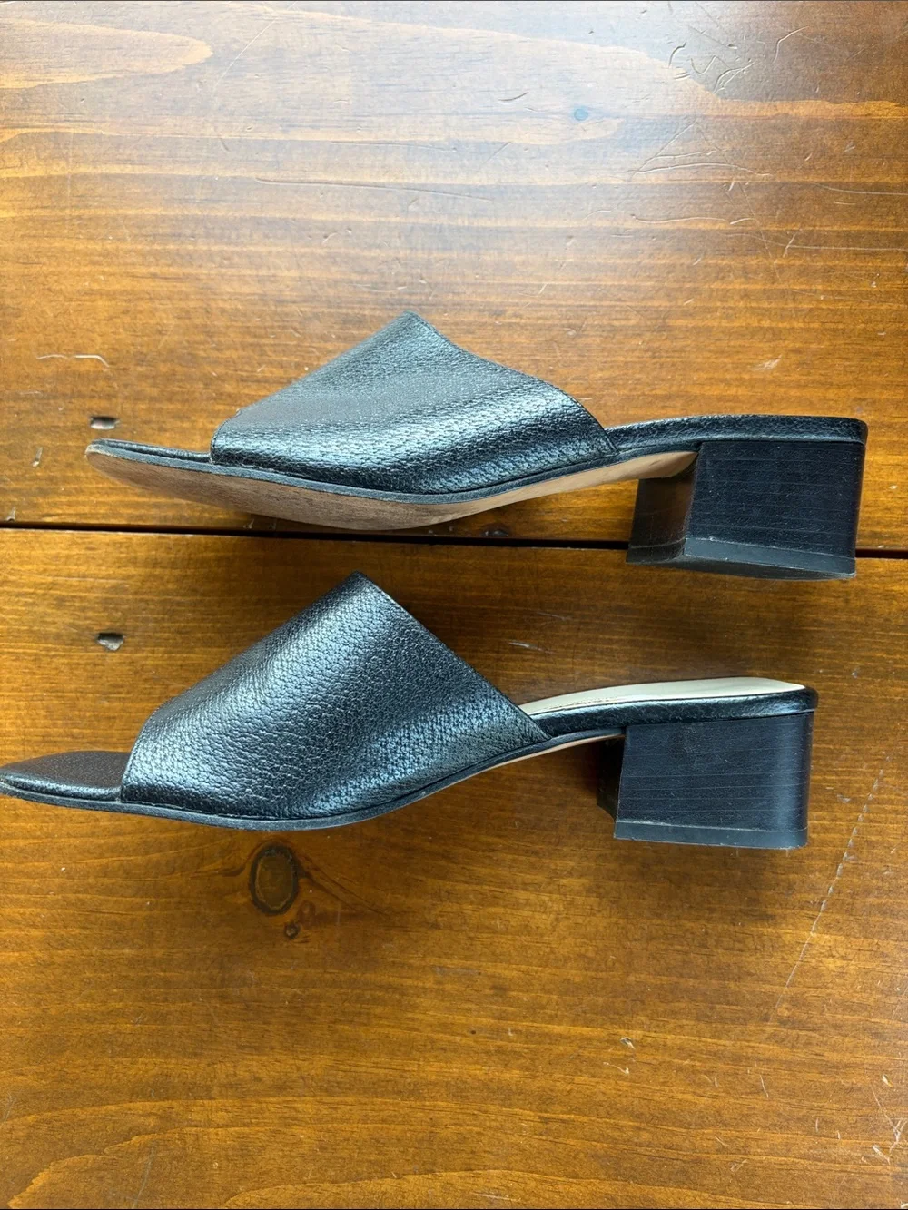 Talbots Black Leather Slide Sandals Sz 7.5 - Picture 6 of 12